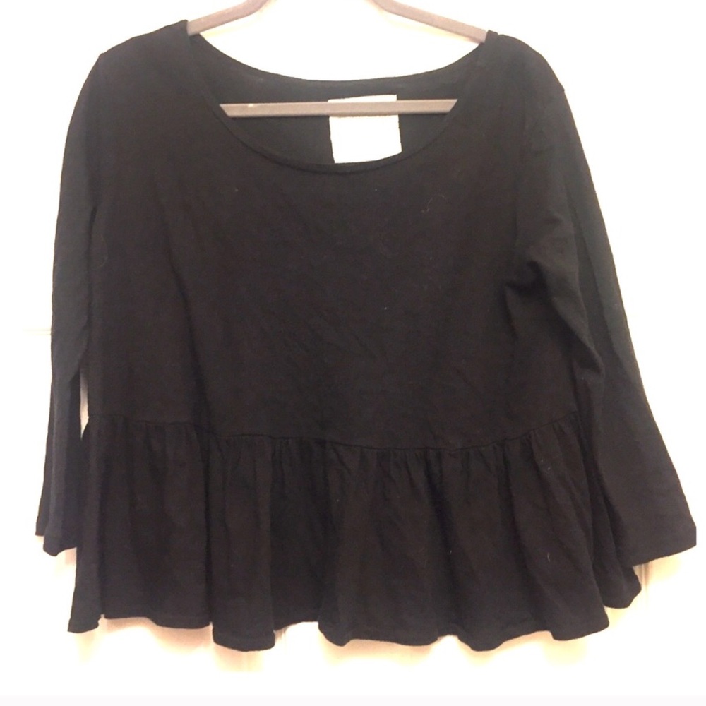 Free People Black Long Sleeved Crop Top